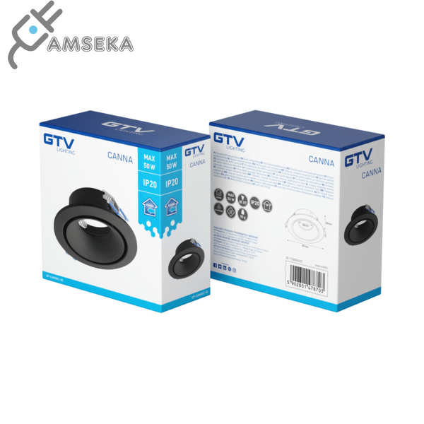 Šviestuvas įleidžiamas GTV CANNA, juodos spalvos 3