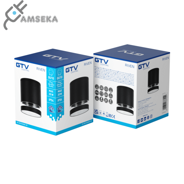 GTV hermetinis šviestuvas RIVEN, juodas 4