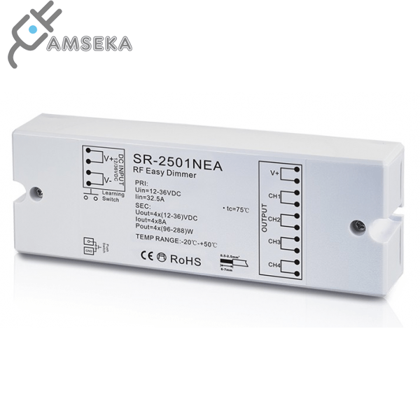  LED juostų valdymo imtuvas 12-36V 4x8A vienos spalvos, Easy-RF serija, Sunricher