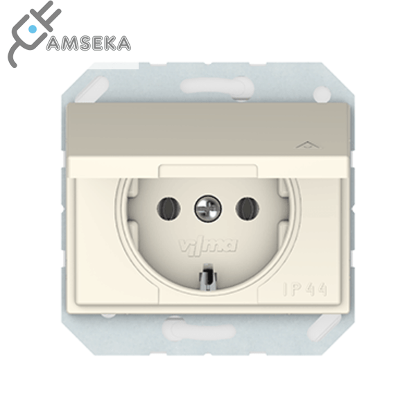Kištukinis lizdas IP44 Vilma XP500, su įžem, dramblio kaulo spalvos