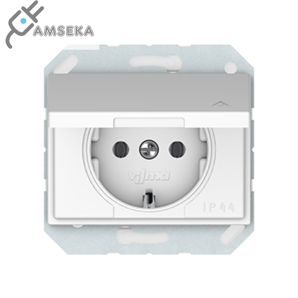 Kištukinis lizdas IP44 Vilma XP500, su įžem, baltos spalvos