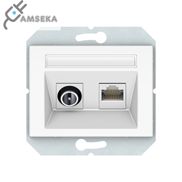 Antenos ir kompiuterio lizdas Vilma XP500, (TV+RJ45), baltos spalvos 